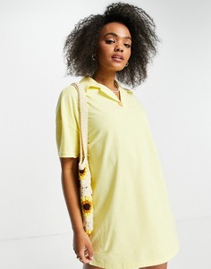 Платье-рубашка поло лимонного цвета с коротким рукавом Lola May-Желтый