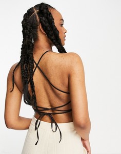 Выбеленный кроп-топ из мягкого денима (от комплекта) ASOS DESIGN-Черный цвет
