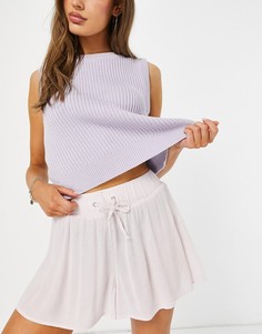 Сиреневые шорты с поясом из жатой ткани ASOS DESIGN-Фиолетовый цвет