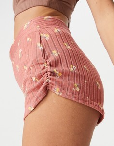 Шорты рыжего цвета в рубчик с цветочным принтом Gilly Hicks-Красный