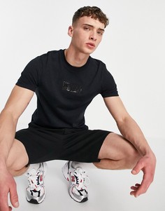 Черная меланжевая футболка с логотипом в тон Tommy Jeans-Черный цвет