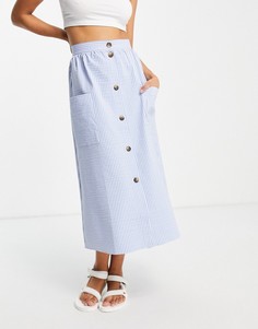 Юбка миди на пуговицах из синего жатого материала ASOS DESIGN-Многоцветный