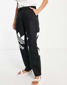 Черные классические брюки со вставками с логотипом-трилистником adidas Originals x Dry Clean Only-Черный