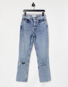Выбеленные джинсы в винтажном стиле со рваной отделкой Topshop-Голубой