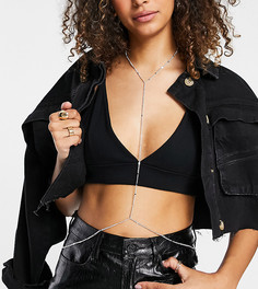 Посеребренная тонкая цепочка для тела ASOS DESIGN-Серебристый