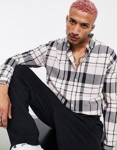 Розовая удлиненная oversized-рубашка в крупную клетку в стиле 90-х ASOS DESIGN-Розовый цвет