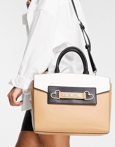 Светло-коричневая сумка с ручками сверху Love Moschino-Коричневый цвет