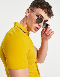 Желтая трикотажная рубашка из органического хлопка на пуговицах ASOS DESIGN-Желтый