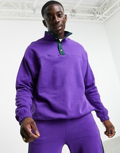 Фиолетовый свитшот в стиле oversized с карманом для дорожной карты и планкой на кнопках от комплекта ASOS DESIGN-Фиолетовый цвет
