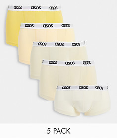 Набор из 5-ти коротких боксеров-брифов натуральных оттенков ASOS DESIGN-Многоцветный