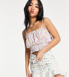 Присборенная спереди мини-юбка с цветочным принтом ASOS DESIGN Petite-Многоцветный