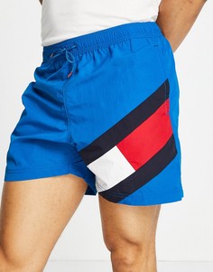 Сине-зеленые шорты для плавания с логотипом-флагом сбоку Tommy Hilfiger-Голубой