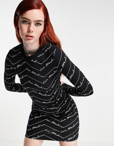 Черное платье со сплошным логотипом Love Moschino-Черный
