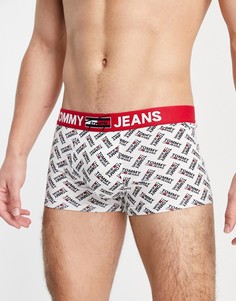 Белые боксеры-брифы со сплошным фирменным принтом Tommy Jeans-Белый