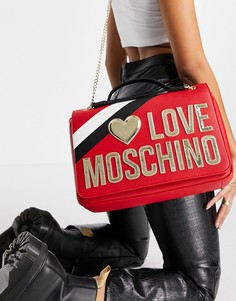 Красная сумка на плечо с ремешком-цепочкой Love Moschino-Красный