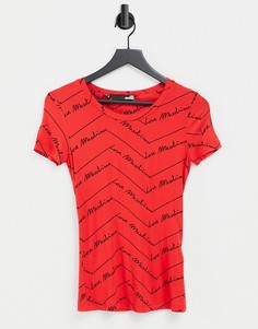 Красная футболка со сплошным принтом логотипа Love Moschino-Красный