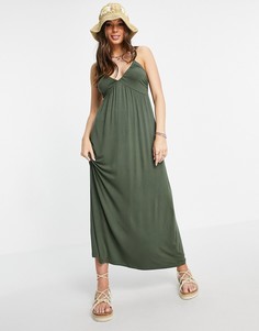 Платье макси цвета хаки с чашечками ASOS DESIGN-Зеленый цвет