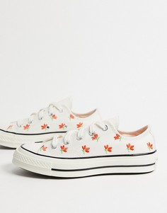 Низкие белые кроссовки с цветочной вышивкой Converse Chuck 70-Белый