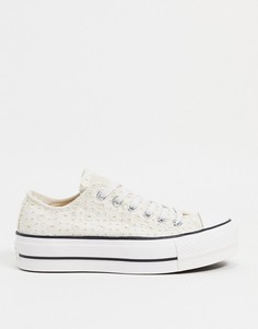 Белые кеды на платформе с вышивкой ришелье Converse Chuck Taylor-Белый