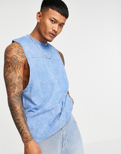 Свободный синий жилет из органического хлопка с эффектом кислотной стирки ASOS DESIGN-Голубой