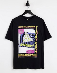 Черная oversized-футболка с принтом "Amnesia" ASOS DESIGN-Черный цвет