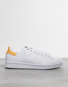 Белые кроссовки с золотистыми задниками adidas Originals Stan Smith-Белый