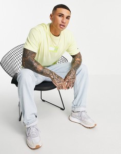 Футболка выцветшего лаймового цвета с фирменным логотипом-флагом в тон Tommy Jeans-Зеленый цвет