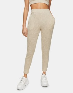 Пушистые джоггеры серо-коричневого цвета Topshop-Светло-бежевый