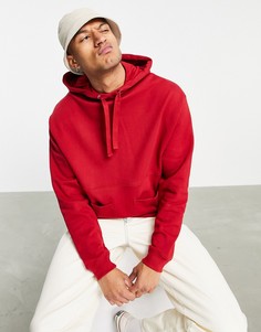 Удлиненный oversized-худи красного цвета из органического материала с квадратными карманами ASOS DESIGN-Красный