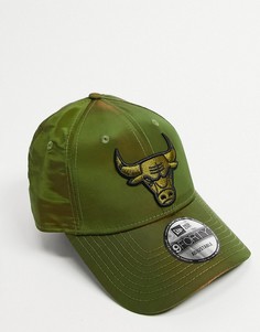 Зеленая блестящая бейсболка с логотипом команды Chicago Bulls New Era 9FORTY-Зеленый цвет