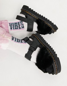 Черные сандалии с пушистой отделкой Dr Martens Voss II-Черный цвет