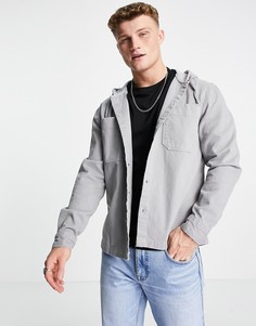 Серая рубашка навыпуск с капюшоном River Island-Серый