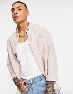 Розовая льняная oversized-рубашка в стиле 90-х ASOS DESIGN-Розовый цвет