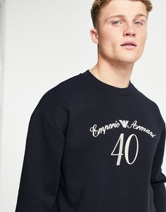 Свитшот черного цвета с принтом к 40-летию Emporio Armani-Черный цвет
