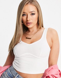 Кремовая укороченная майка со швами на лифе ASOS DESIGN-Светло-бежевый