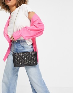 Черная сумка на плечо с заклепками Love Moschino-Черный цвет
