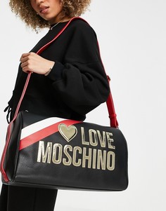 Черная дорожная сумка-тоут с большим логотипом Love Moschino-Черный цвет