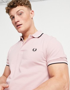 Поло розового цвета с контрастным воротником и двойной окантовкой Fred Perry-Розовый цвет