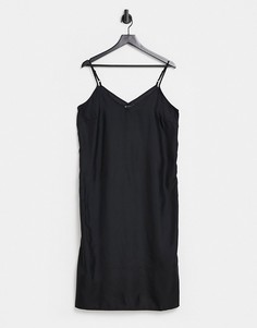 Черное платье-комбинация миди с V-образным вырезом ASOS DESIGN из коллекции Fuller Bust-Черный цвет