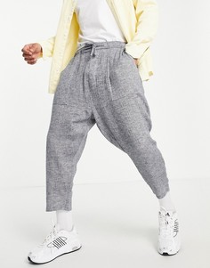 Легкие брюки из фактурной ткани с заниженным шаговым швом ASOS DESIGN-Темно-синий