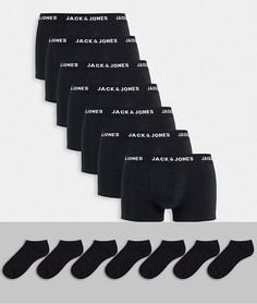 Набор из 7 боксеров-брифов и носков черного цвета Jack & Jones-Черный цвет
