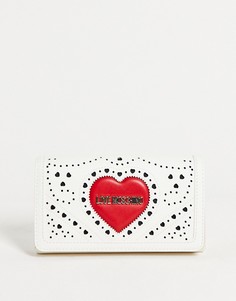 Белый кошелек с логотипом в виде сердечка Love Moschino