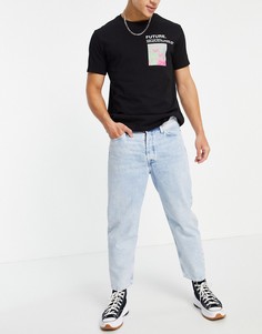 Укороченные джинсы с широкими штанинами и эффектом кислотной стирки Jack & Jones Intelligence Rob-Голубой