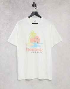 Белая футболка с летним принтом Reebok Classics-Белый