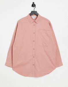 Мягкая фланелевая рубашка розового цвета из хлопка Monki Carry-Розовый цвет