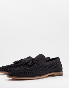 Черные кожаные лоферы River Island-Черный цвет