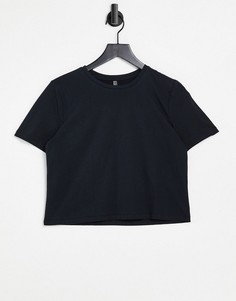 Черная укороченная футболка Pieces-Черный цвет