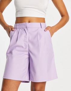 Сиреневые удлиненные шорты в классическом стиле от комплекта Pieces-Фиолетовый цвет
