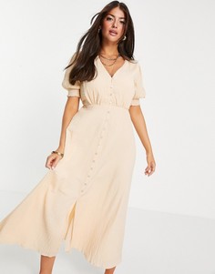 Желтое платье миди на пуговицах River Island-Желтый