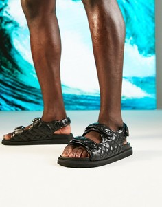 Стеганые сандалии с ремешком сзади черного цвета ASOS DESIGN-Черный цвет